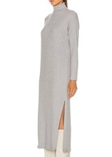 Enza Costa Sweater Rib Turtleneck Dress Heather Grey