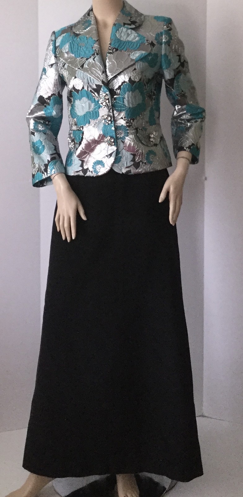 MICHAEL KORS Collection Resort 2019 Turquoise & Silver Jacket (Size 6)-$2250.00 image 3