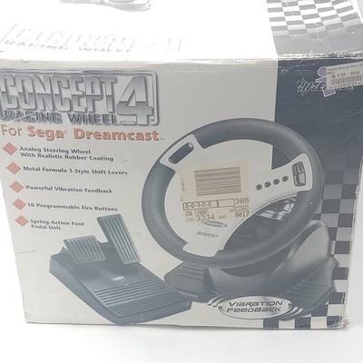 Sega Dreamcast Interact Concept 4 Racing Wheel Driving Wheel & Foot Pedal in Box