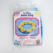 Vintage Smiley Swim Ring 24" H2O Surf's Up Inflatable Pool Float NIP