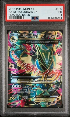 2015 POKEMON XY ROARING SKIES #105 FULL ART/M RAYQUAZA EX PSA 1