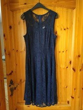 Abend- Ball- Kleid  knielang Gr. L  Marine Blau