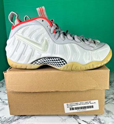 Nike Air Foamposite Pro Premium Pure Platinum Grey Red Gum US 9 616750-003