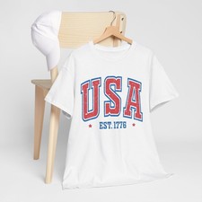 USA 1776 American Flag Graphic T Shirt NEW GIFT Unisex Heavy Cotton Tee Retro