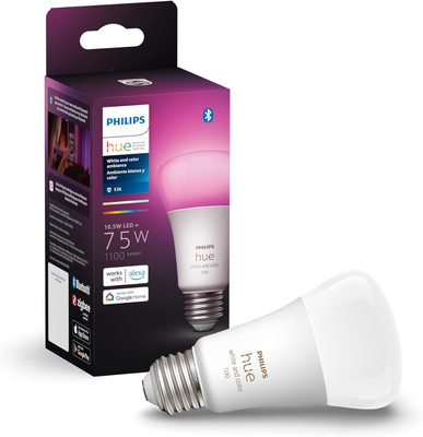 Smart 75W A19 LED Bulb - White and Color Ambiance Color-Changing Light - 1 Pack