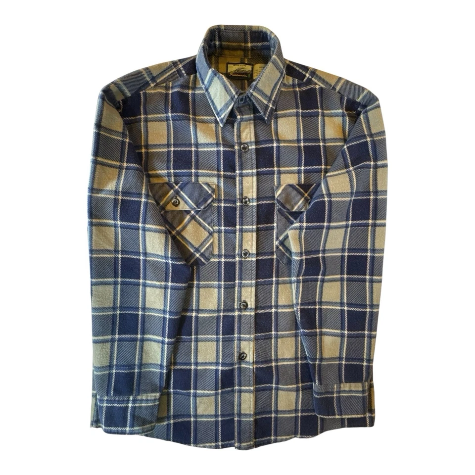 Fieldmaster Vintage Y2K Blue Plaid Flannel Shirt Men’s Size Medium Made in USA - Image 2 of 4