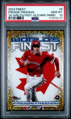 Freddie Freeman 2023 Topps Finest Worlds Finest /50 Gold Mini Diamond #6 PSA 10