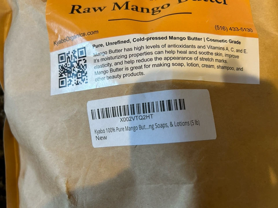 Kyabo 100% Pure Mango Butter, Organic Big 5 Lb. Bag Raw, Unrefined - Image 2 of 4