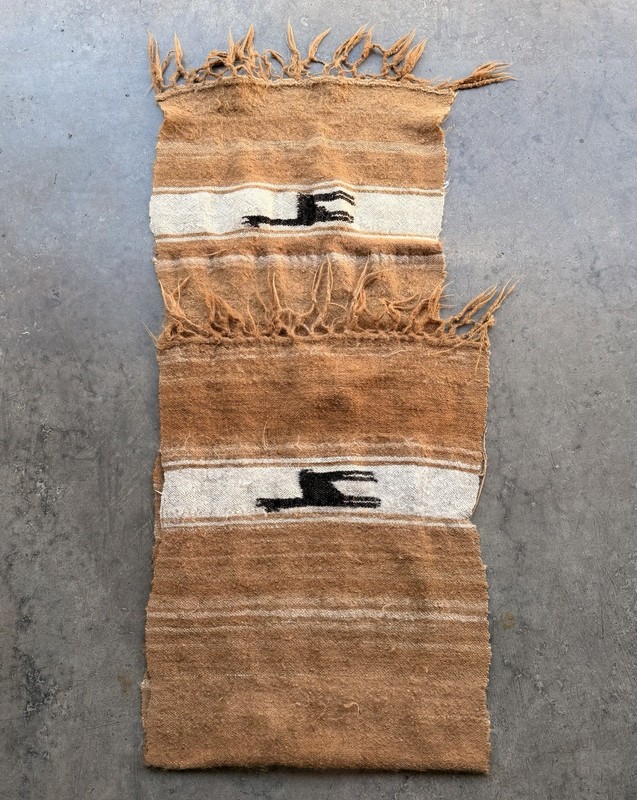 Vintage Antique Native American Handwoven Brown Wool Striped Llama Rug 65 x 19
