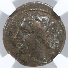 Hieron II AE19 Sicily, Syracuse Ancient Greek Bull Coin 275-215 BC - NGC Ch F