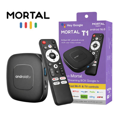 2026 Android 16 Streaming TV Box 8K Voice Control 2GB/16GB Mortal T1 HDR WiFi 6