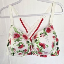 Cacique Boost Plunge Underwire Bra Size 40DD Racerback Floral Design