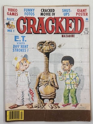 VINTAGE JULY ISSUE #195 1983 CRACKED MAGAZINE - E.T. VISITS DIFF'RENT STROKES