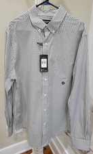 Men's Chaps XL Shirt Sportswear Black White Gray Check Long Sleeve Stretch New