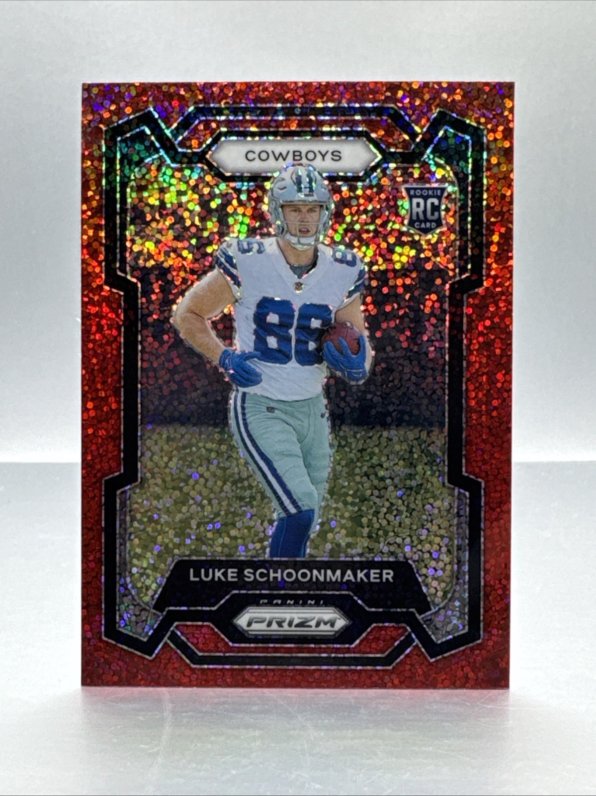 2023 Panini Prizm #325 Luke Schoonmaker Rookie Red Sparkle Dallas Cowboys