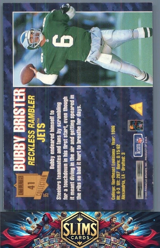 1995 Pinnacle Club Collection New York Jets Bubby Brister #41 - Image 2 of 2