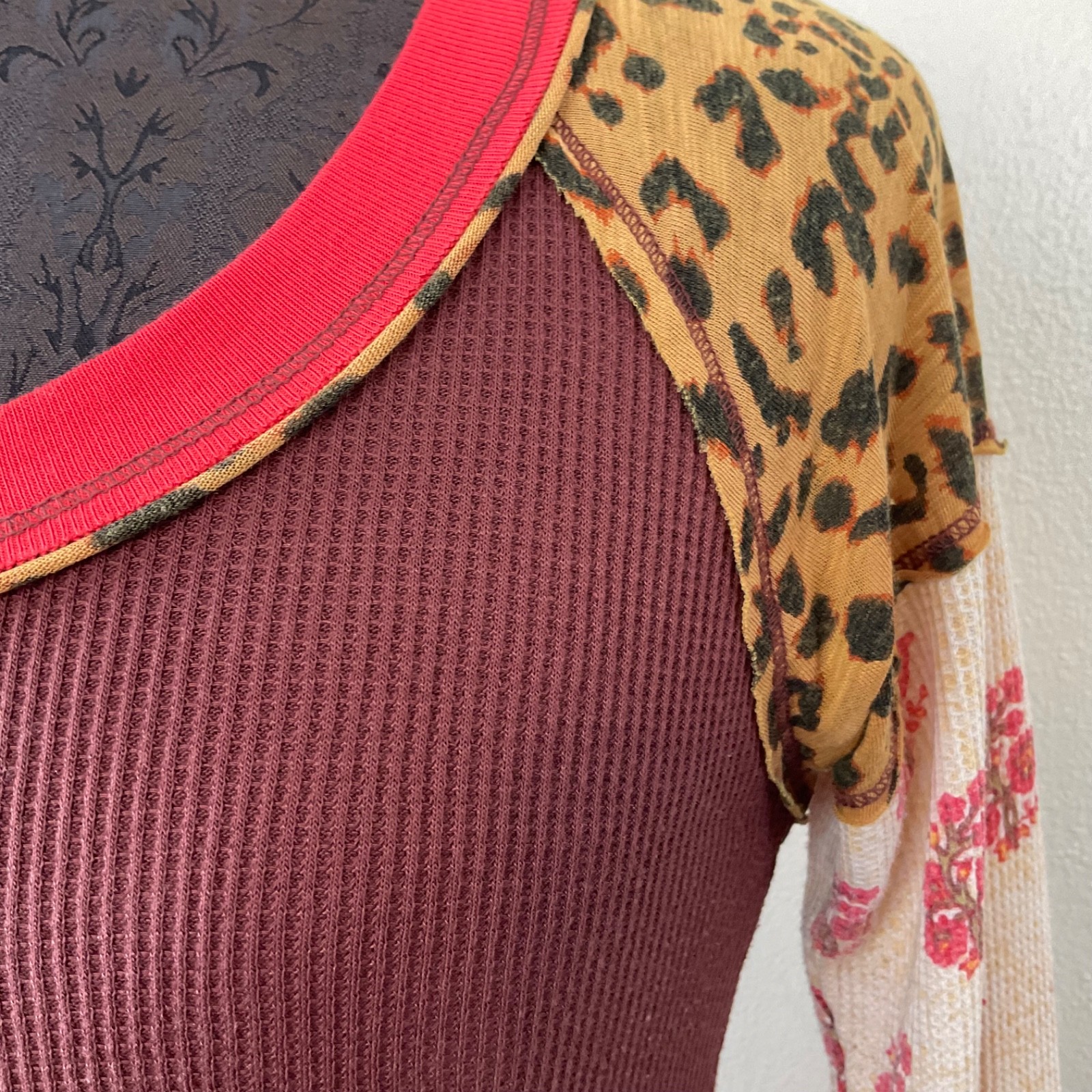 We The Free Mix Pattern Patchwork Pull On Top Lon… - image 3