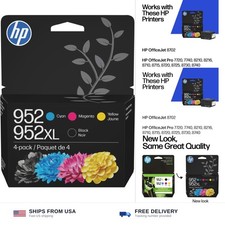 HP 952XL Black  952 Cyan, Magenta, Yellow Ink  Works with Printer Series: O...