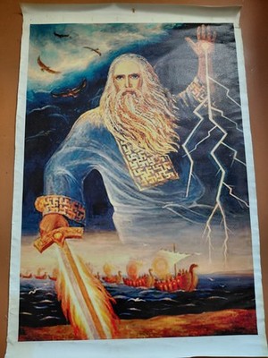 Perun Poster - thunder god in Slavic mythology   Large 1,1 x0,74m Lithograph