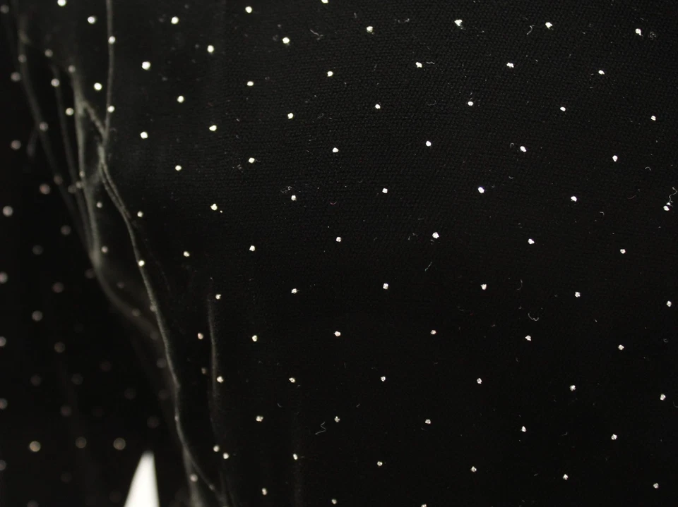 Винтажный 90-х черный бархат металлический блестящий горошек ярусный Midi платье вечеринки коктейль размер 8 - Изображение 3 из 4