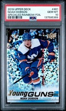 2019-20 UD Serie 2 Noah Dobson Young Guns Maculato Arcobaleno Foglio #481 PSA 10💎🔥
