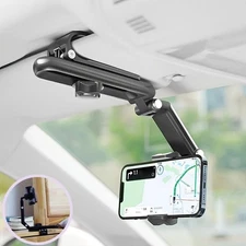 1080° Rotatable Car Sunshade Clip Phone Holder - Adjustable Car Navigation Mount