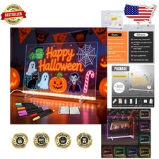 LED Drawing Board Kids 13.7" 8 Colors 6 Modes  Acrylic Light Up Tablet