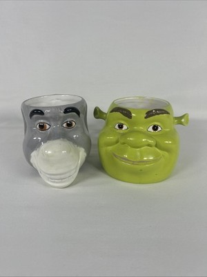 Shrek & Donkey Face 3D Coffee Mug Cup 2004 Dreamworks Galerie Movie Lot Ceramic