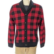 Polo Ralph Lauren Mens Buffalo Plaid Shawl Collar Cardigan Sweater SZ L NWT 298
