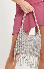WOS Disco Purse Silver Beads Tassel Bin5