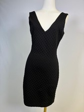 Aqua Bodycon Mini Dress V-Neck Textured Black Women's Sz S LBD