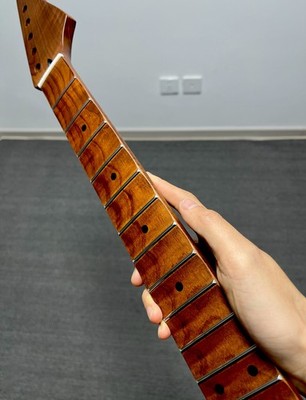 ''Wave'' type Fingerboard Satin 22frets Roasted Flame Maple Electric guitar neck