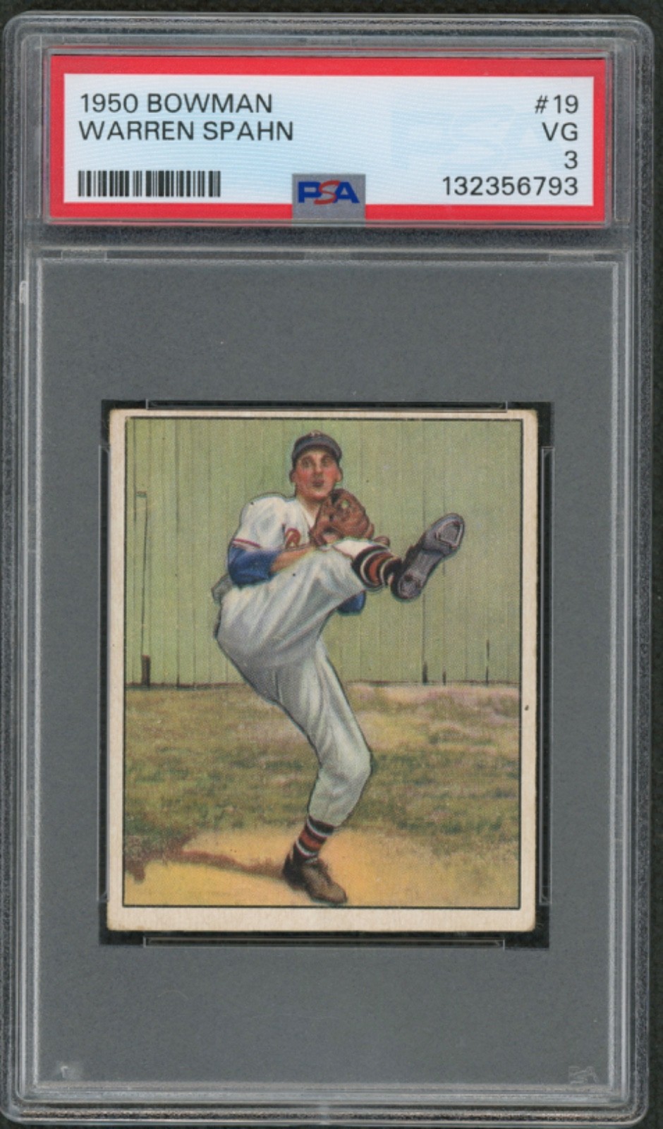 1950 Bowman #19 Warren Spahn :: Boston Braves ~ PSA 3