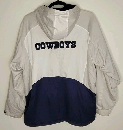 Vintage Reebok Dallas Cowboys Coat Hooded Blue Gray Fleece Lined Mens Size 2XL - Picture 8 of 18