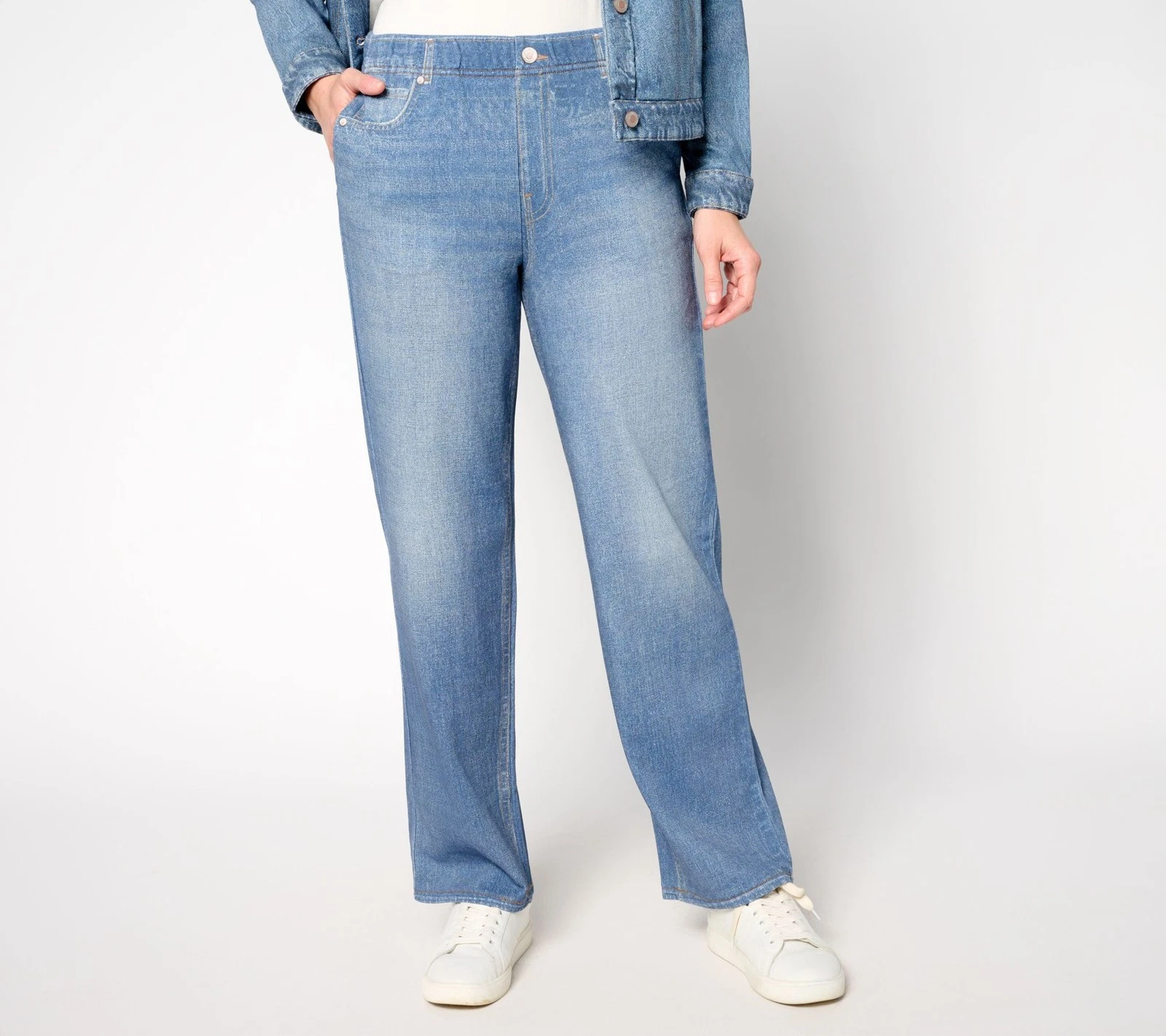 SUNNYLiFE Women's Pants Sz S Printed Denim Effect French Terry Wide Blue A700606