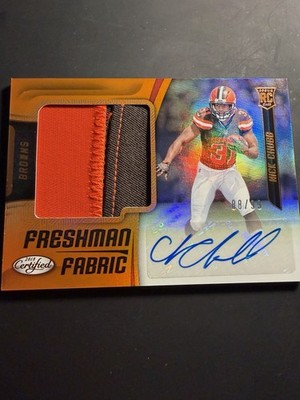 2018 Certified Freshman Fabric RPA Mirror Nick Chubb Rookie Patch Auto /99