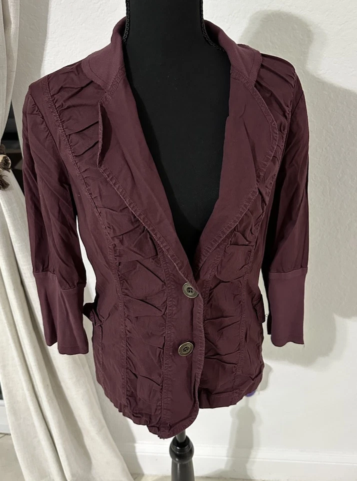 Chaqueta Blazer XCVI Frente Acanalado Manga 3/4 Mujer Botón L Ligera Foto 4 de 4