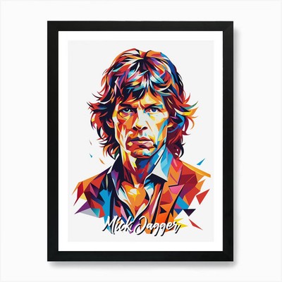 Mick Jagger 02 Portrait Musik Ikone gerahmt Wandbild Poster Leinwanddruck Bild