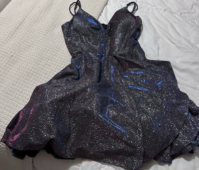 satin fit and flare mini dress Saige main image 1
