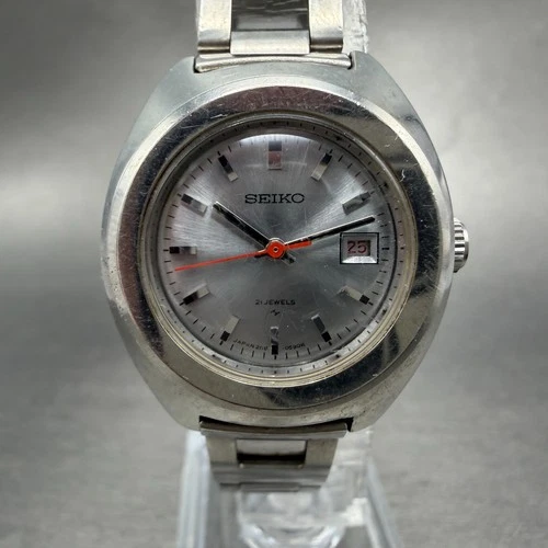 Seiko Watch Women 26mm Silver Dial Silver Tone Date Manual 2118-0410 Runs VTG