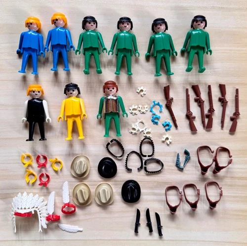 Mixed Lot ~ Vintage Western Playmobil Figures, Accessories, Stagecoach, Wagon ++