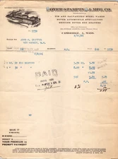 Dover Stamping & Mfg Co Cambridge MA 1926 Billhead