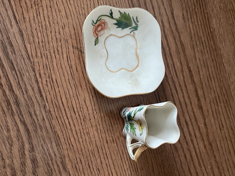 Vintage Japanese handpainted demitasse teacup and saucer.