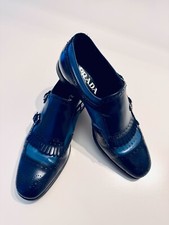 Prada two-toned double monk strap mens shoes with fringes, size 7, barely used