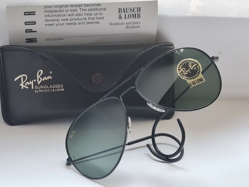 So Rare Misterious 14k Black Aviator RAY BAN B&L Lens+ GOLD Written -Wrap - Foto 18 di 21