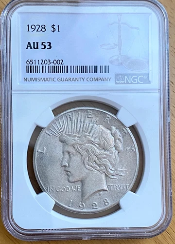 1928 Peace Dollar AU-53 NGC