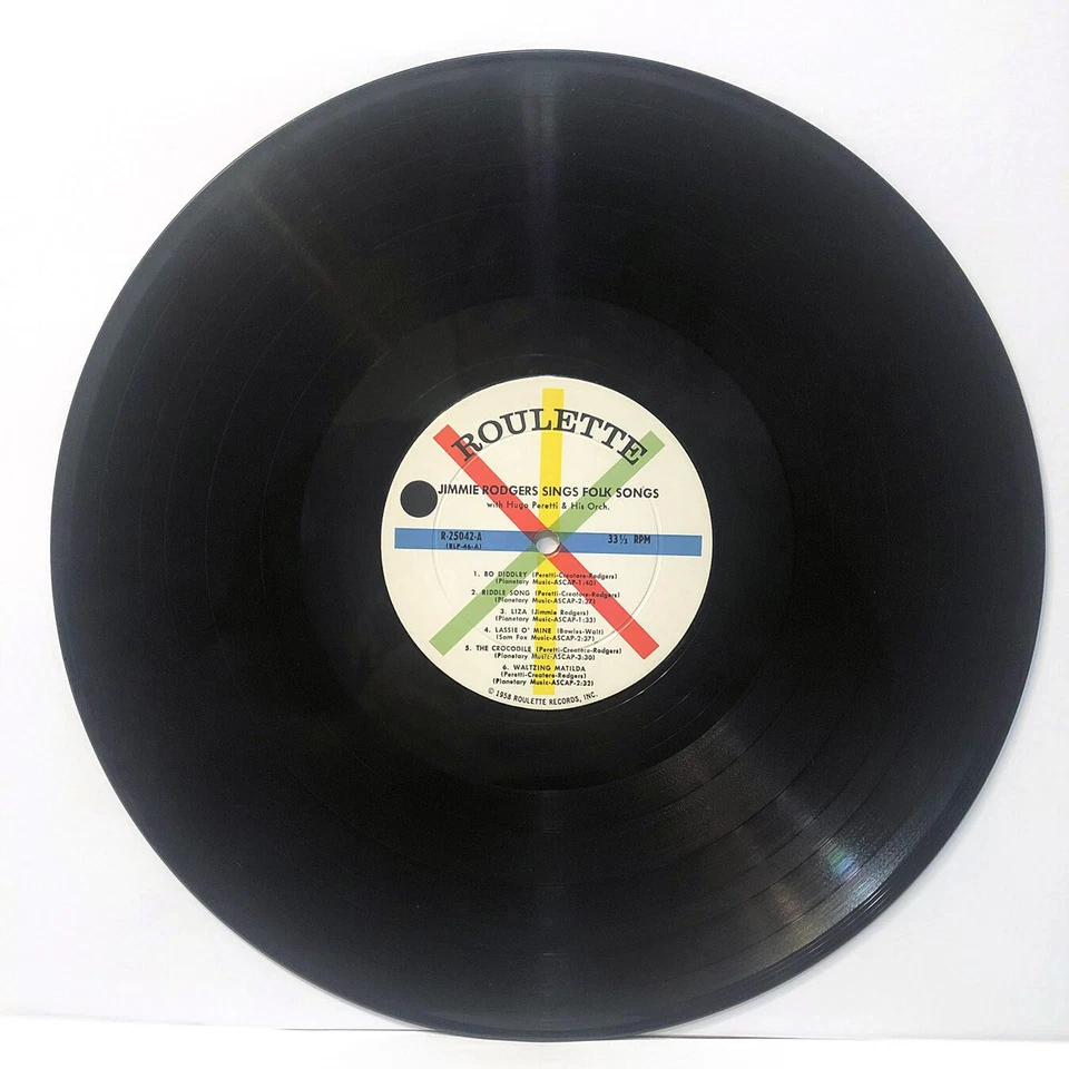 Jimmie Rodgers - Sings Folk Songs 1958 12" LP Album vinyl record VG++ Country - Image 3 of 4