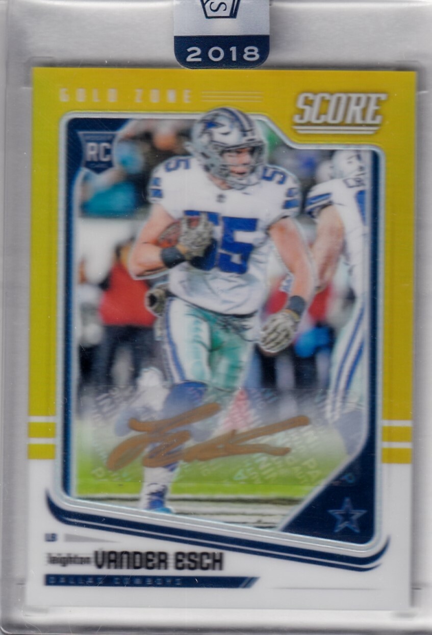 Leighton Vander Esch Panini Honors Score Update Rookies #450 Signature-Gold Zone