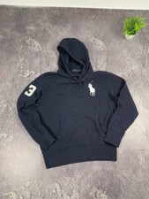 Polo Ralph Lauren Big Pony Embroidered Hoodie 3 Horse Pullover Blue Size M