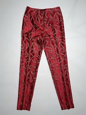 Prada Vintage Archive Spring 1997 Red Silk Bamboo Print Slim Pants 40 Runway